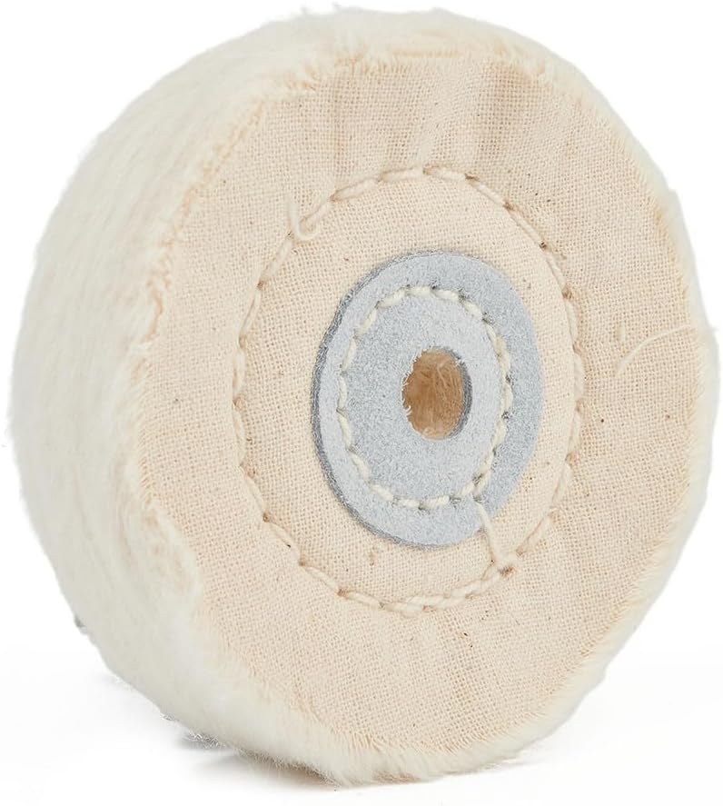 عجلة تلميع قماشية بيضاء مقاس 3 بوصة للمجوهرات والمعادن والخشب والبلاستيك والسيراميك والزجاج - Image 3